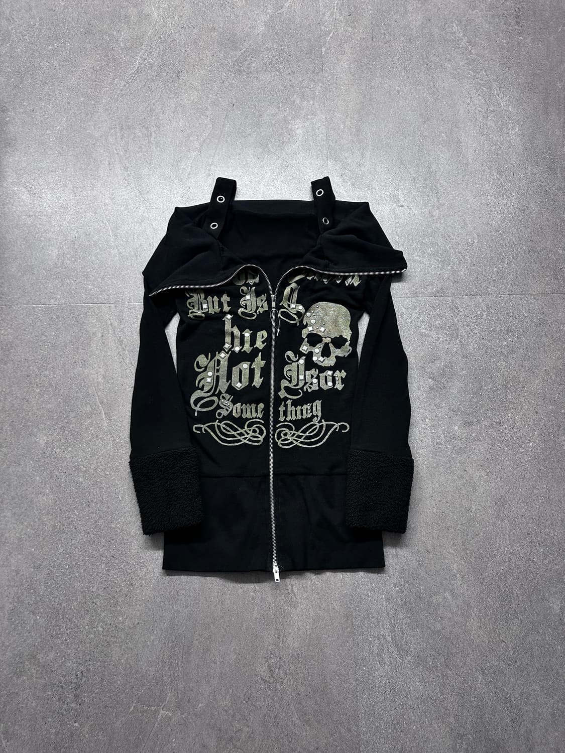 스트랩 하이넥 펑크 레터링 집업 상품이미지6