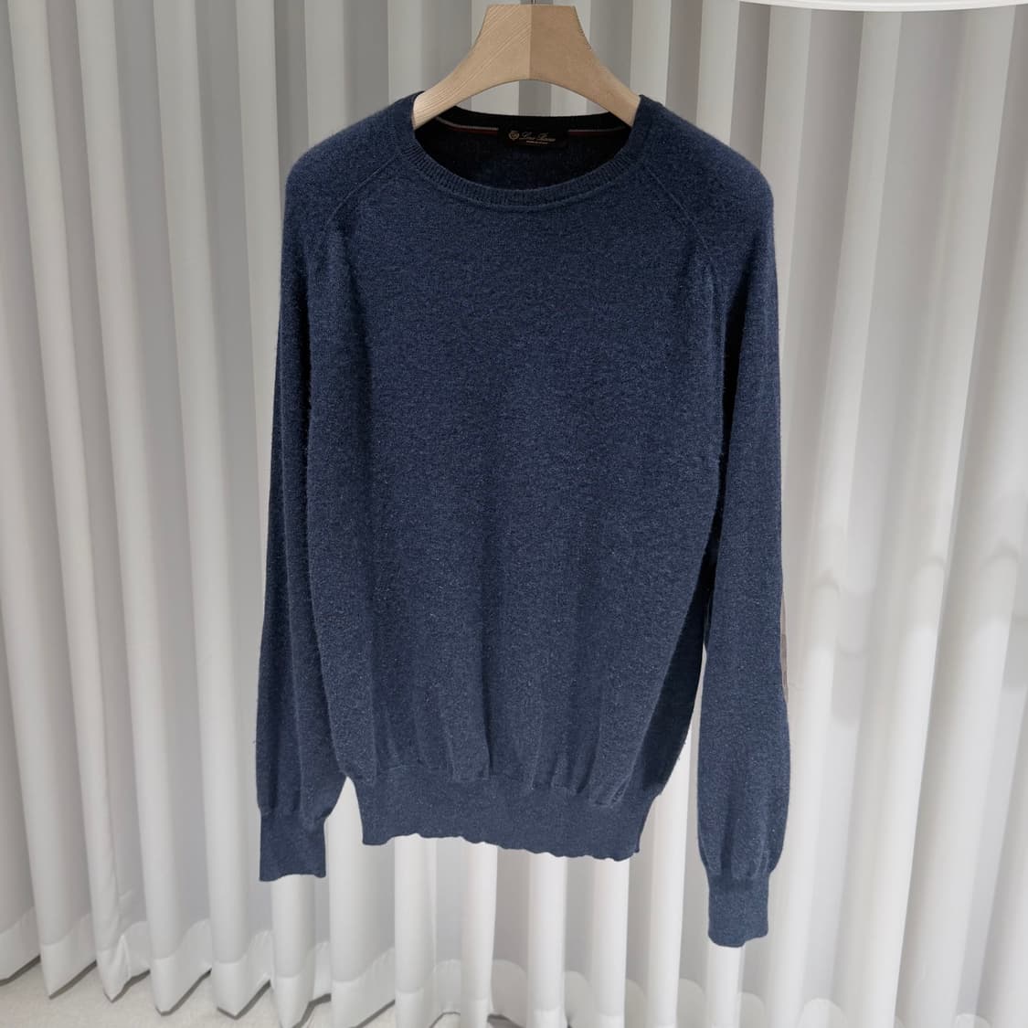 (A+/54) / 로로피아나 스웨이드 패치 캐시미어 니트 네이비 상품이미지2