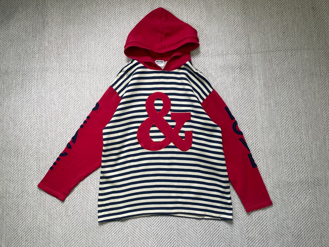 모스키노 주니어 앰퍼샌드 패치 스트라이프 후드 스웻셔츠 상품이미지2