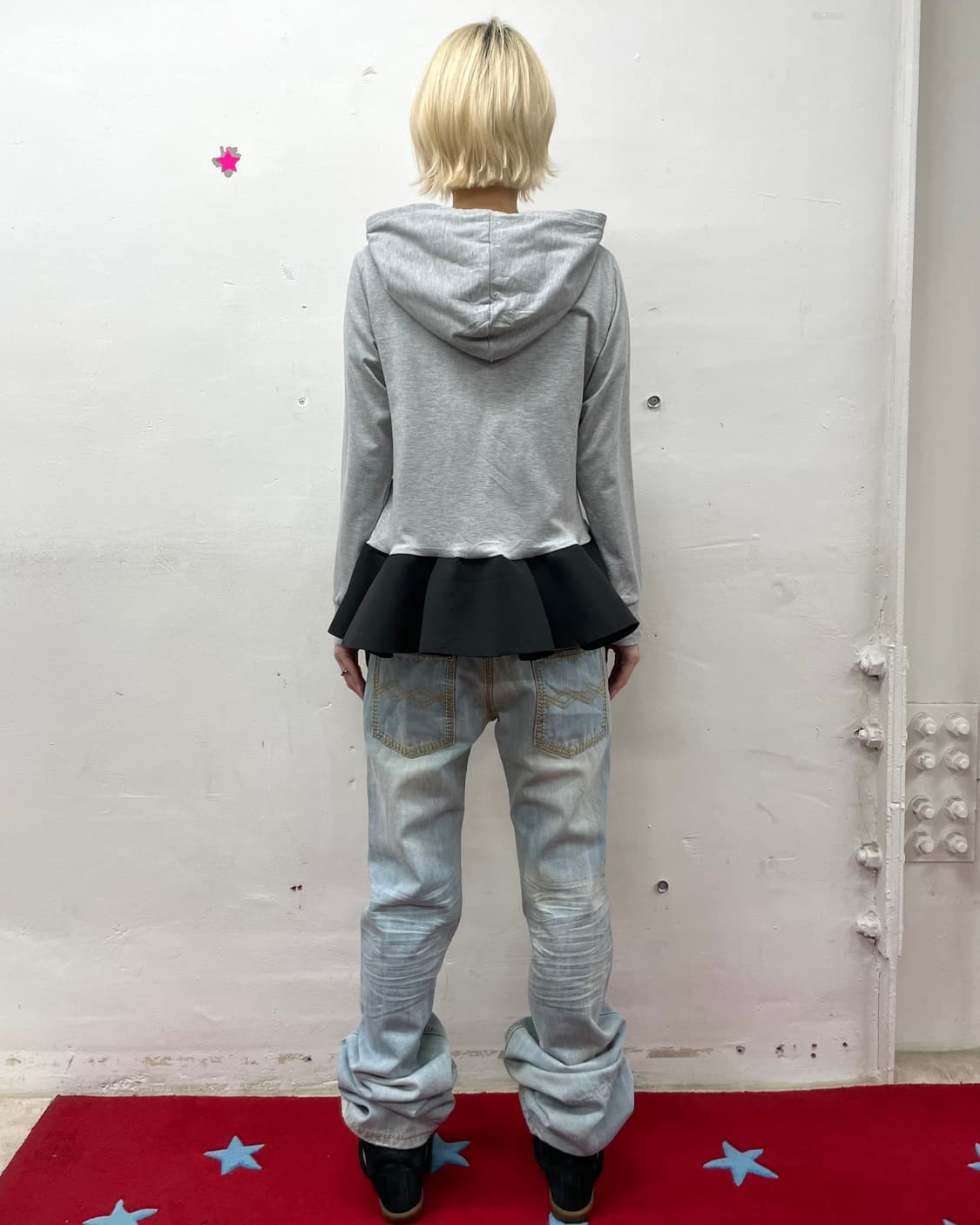 Black lace gray hooded zip-up  상품이미지6