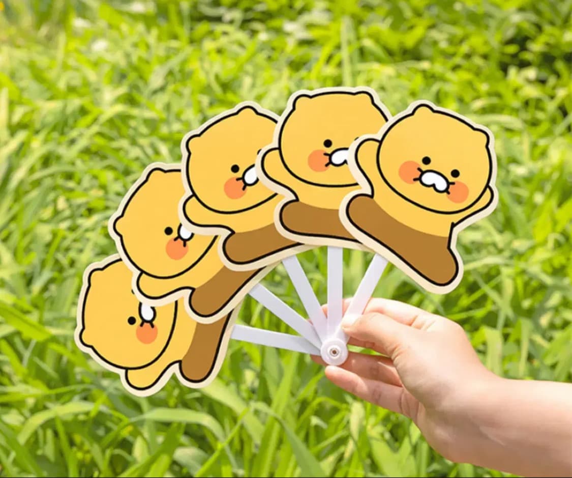 (택포) 카카오프렌즈 춘식이 5단 접이식 여름 부채 상품이미지1