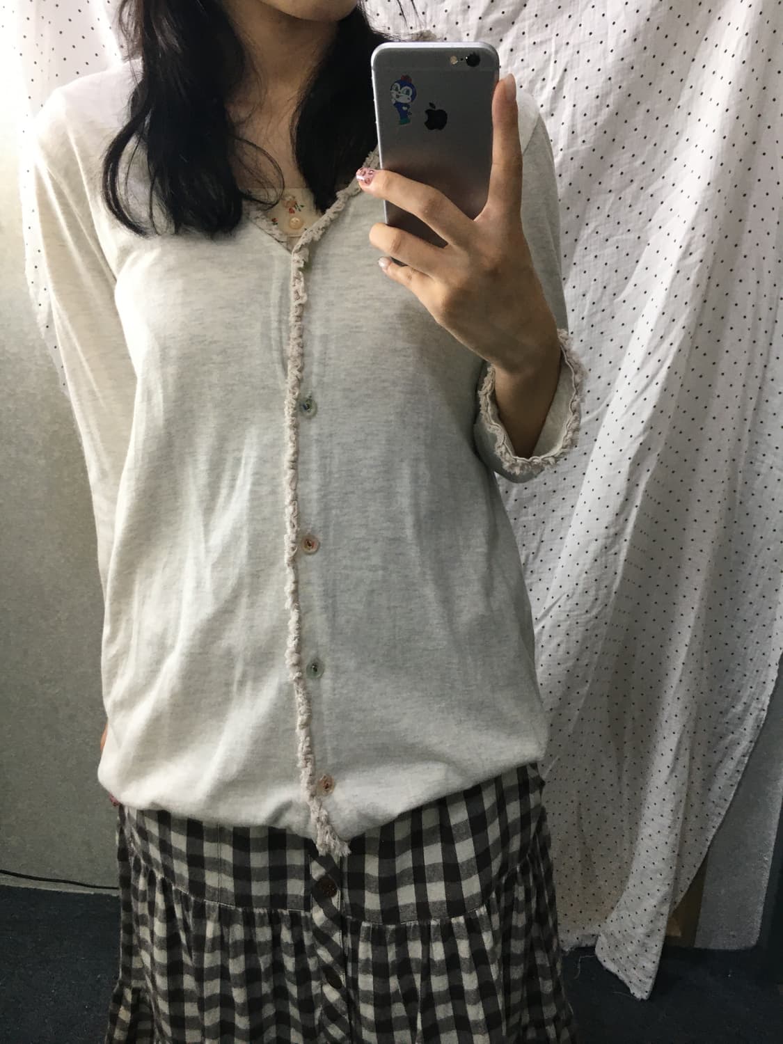 오트밀 세미 롱 가디건 상품이미지3
