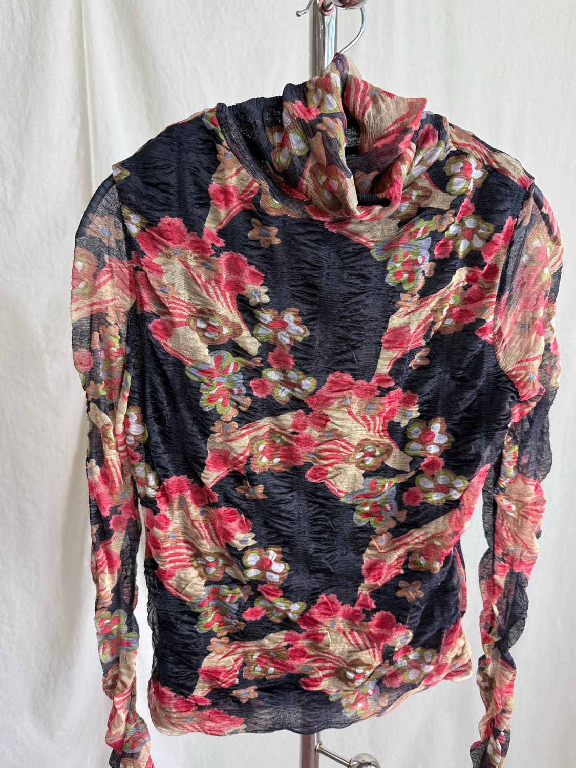 Kafuu 셔링 플라워 매쉬 탑 상품이미지3