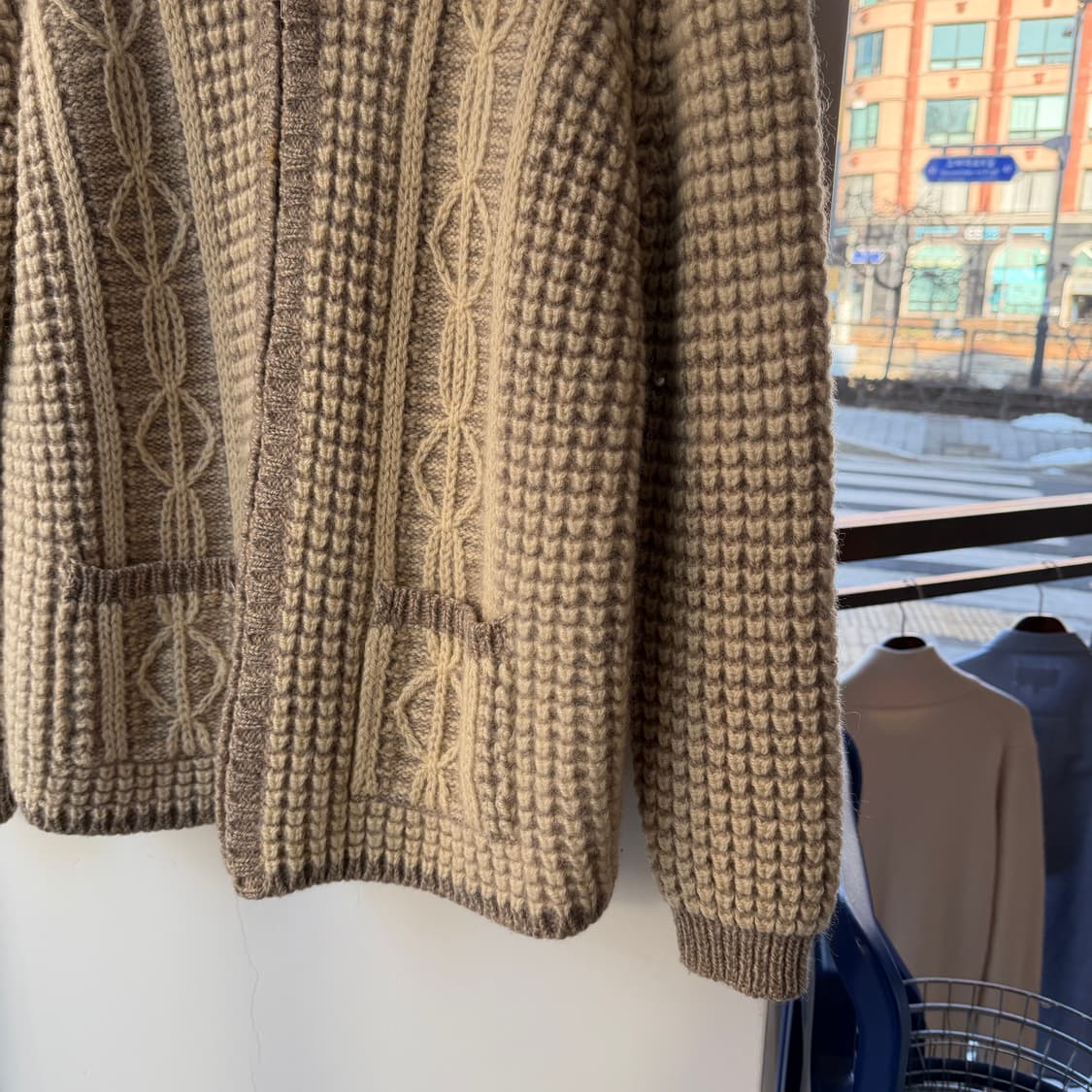 핸드 메이드 헤비울 니트 집업 상품이미지2