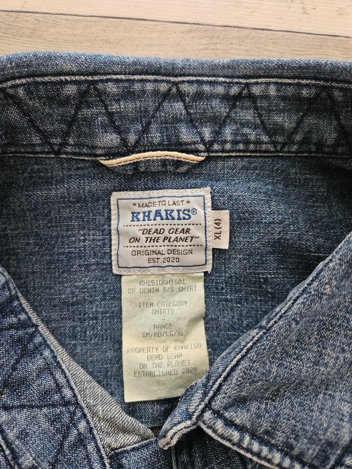 (xl)khakis 카키스 2p 데님 반팔셔츠 다크블루 상품이미지7