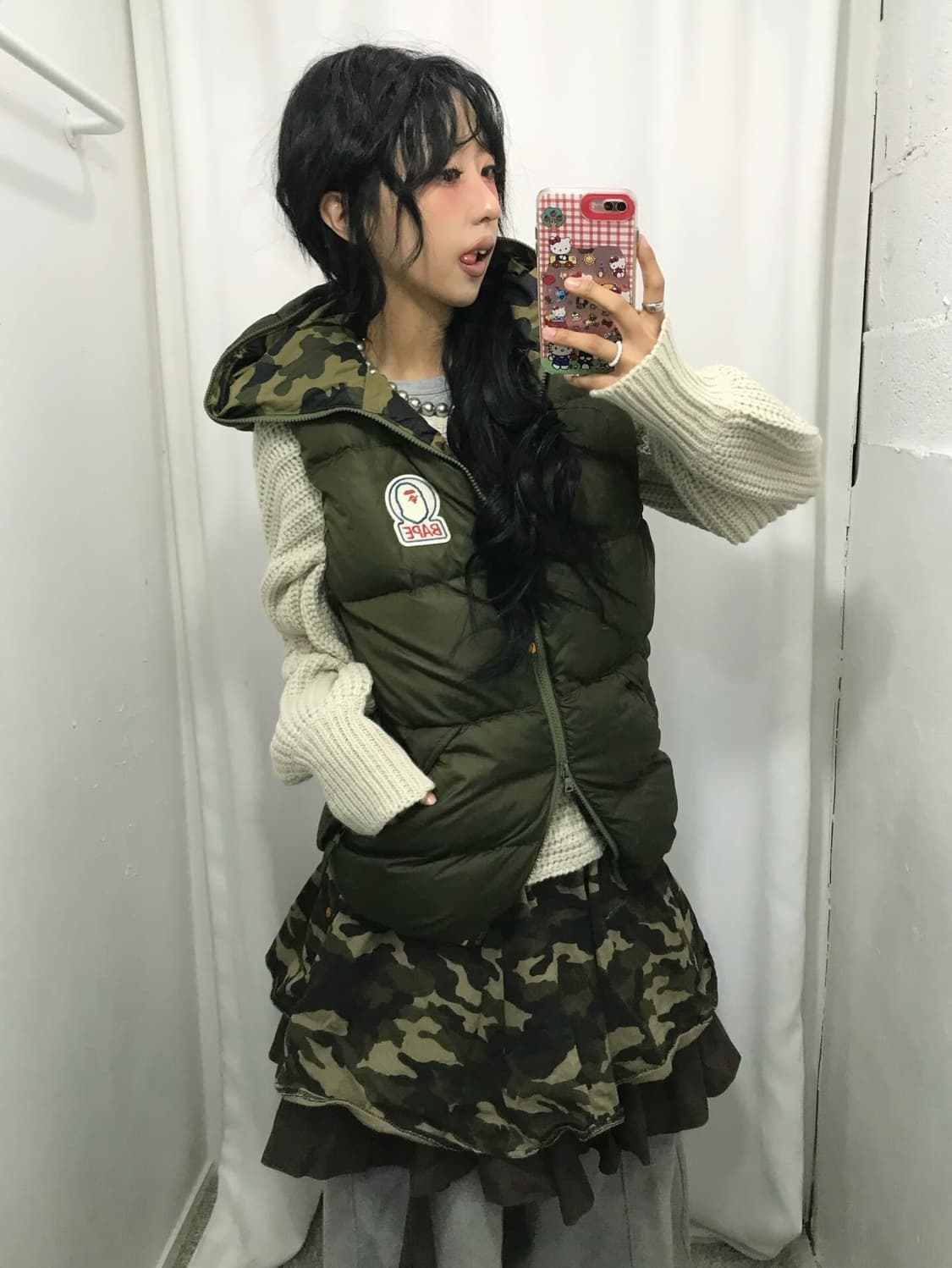 Bape Khaki Logo Two-way Padded Vest 상품이미지5