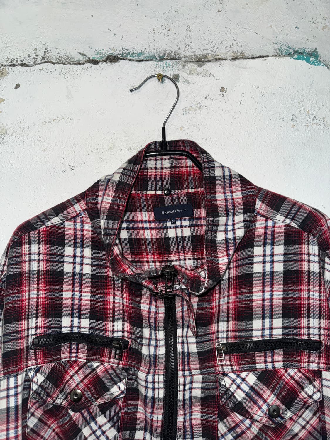 Signal point 레드 체크 자켓 상품이미지2