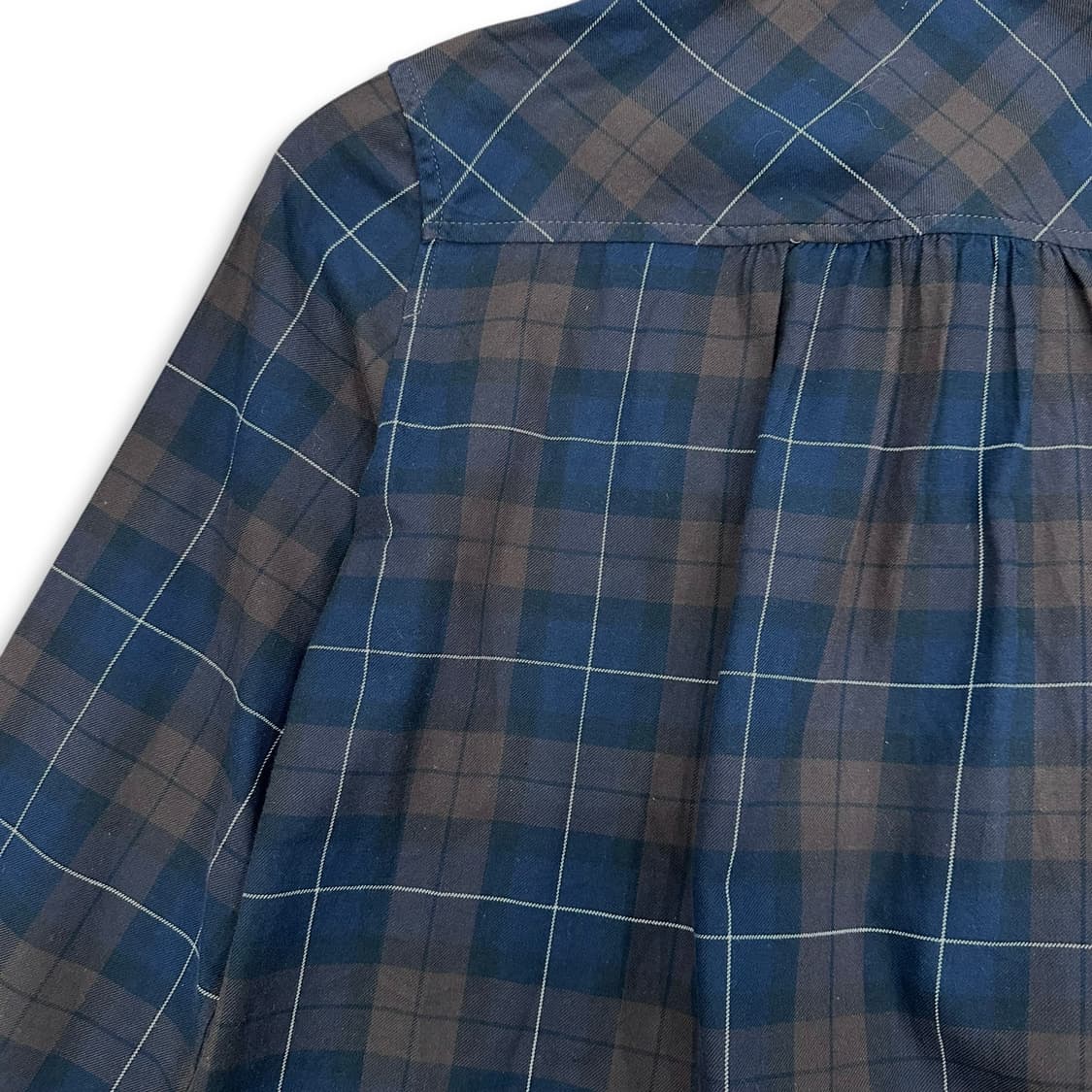 Navy Pleats Detail Checker Shirt 상품이미지5