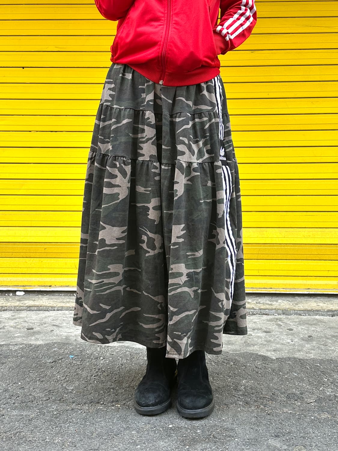 카모 삼선줄 커스텀 스커트 상품이미지2