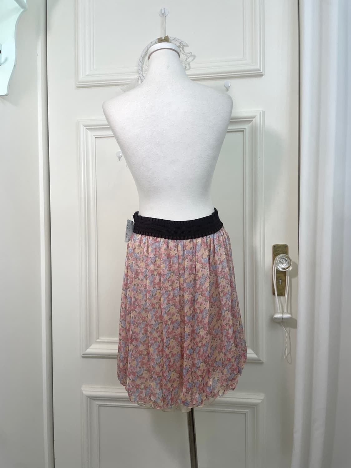 pink pastel flower pattern banding midi 상품이미지3