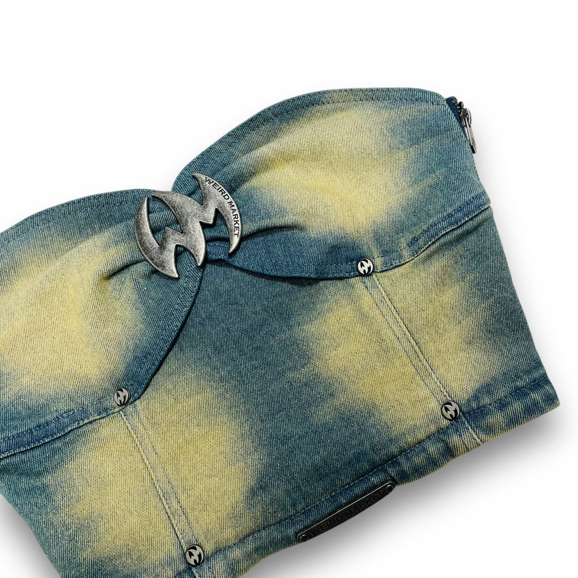 위어드 마켓 워시드 엠블럼 워시드 데님 슬리브리스 상품이미지2