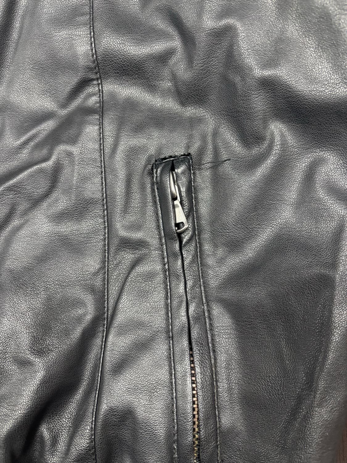 블랙 가죽 봄버 자켓 상품이미지9