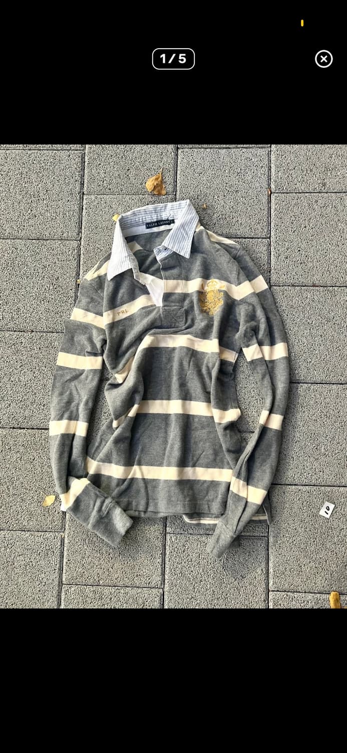 *rare* 2000s JPN polo 스트라이프 카라 롱슬리브 상품이미지1