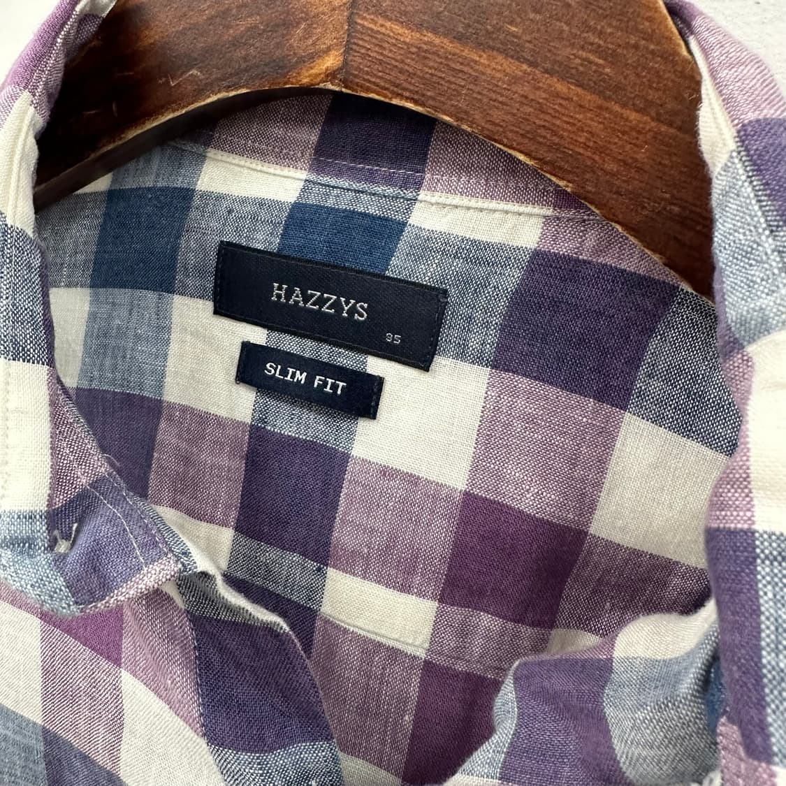 헤지스 슬림핏 린넨 체크 셔츠 남방 95 s193 상품이미지5