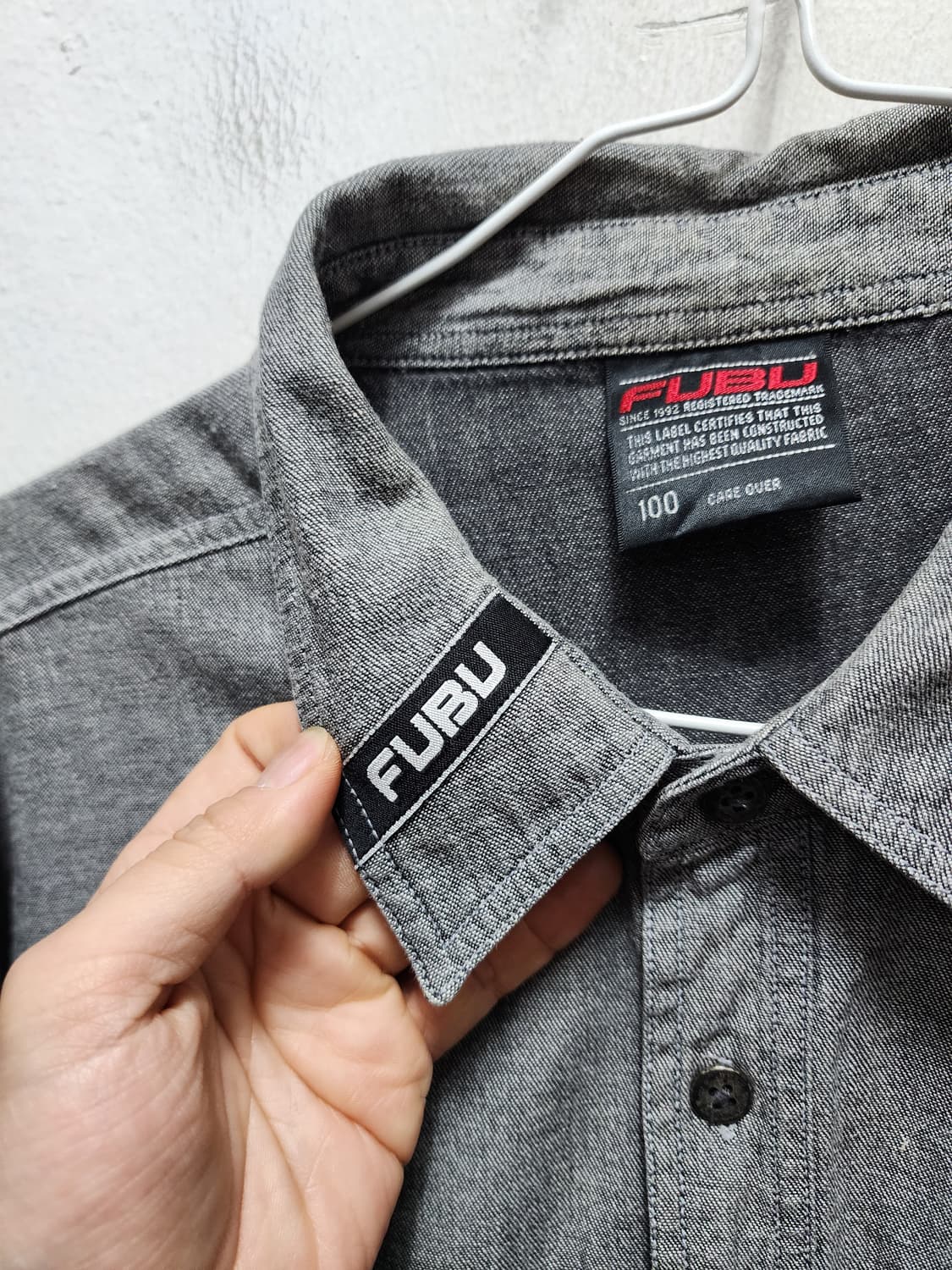 FUBU 푸부 올드스쿨 힙합 배색 데님셔츠 상품이미지4