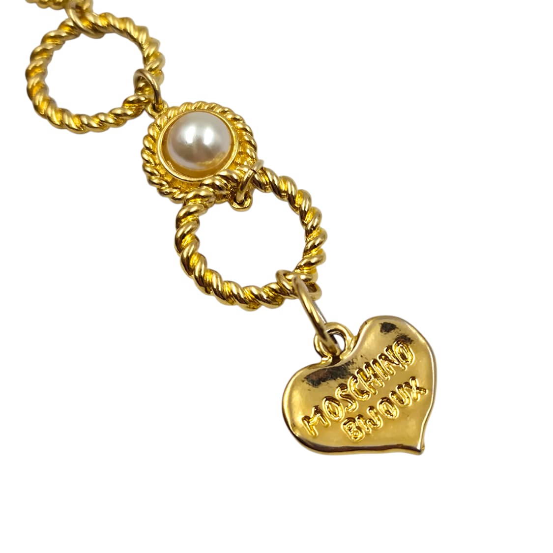 90s 모스키노 비쥬 진주 사슬 하트 팔찌 상품이미지3