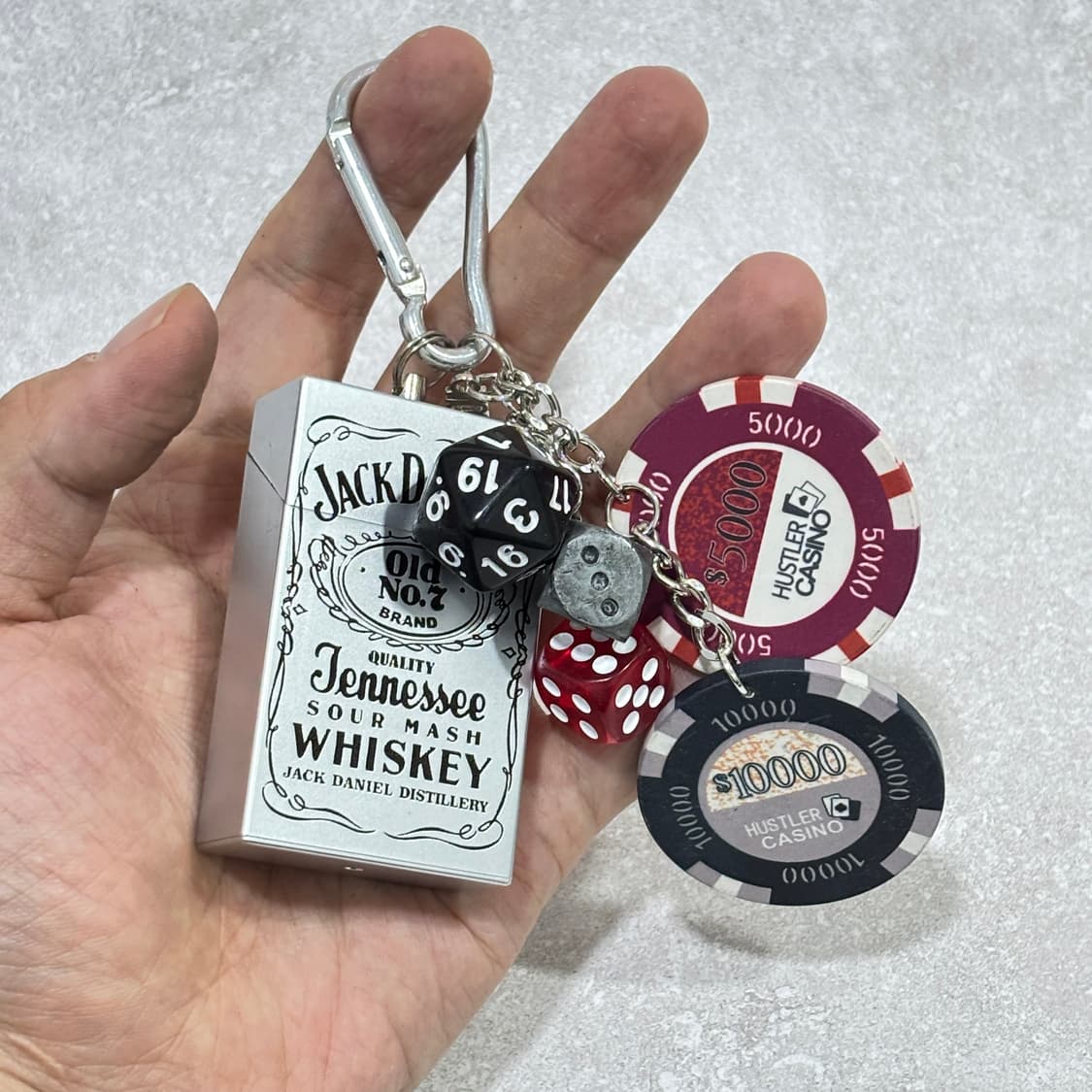Oribell 잭다니엘 재떨이 스틸 케이스 겜블 칩 키링 열쇠고리 상품이미지3
