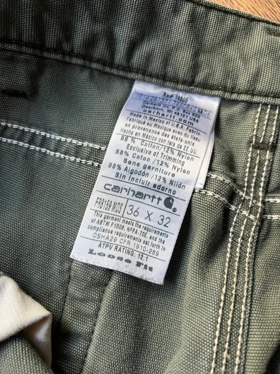[36]칼하트 USA 모스그린 라이트 캔버스 워크팬츠 상품이미지5