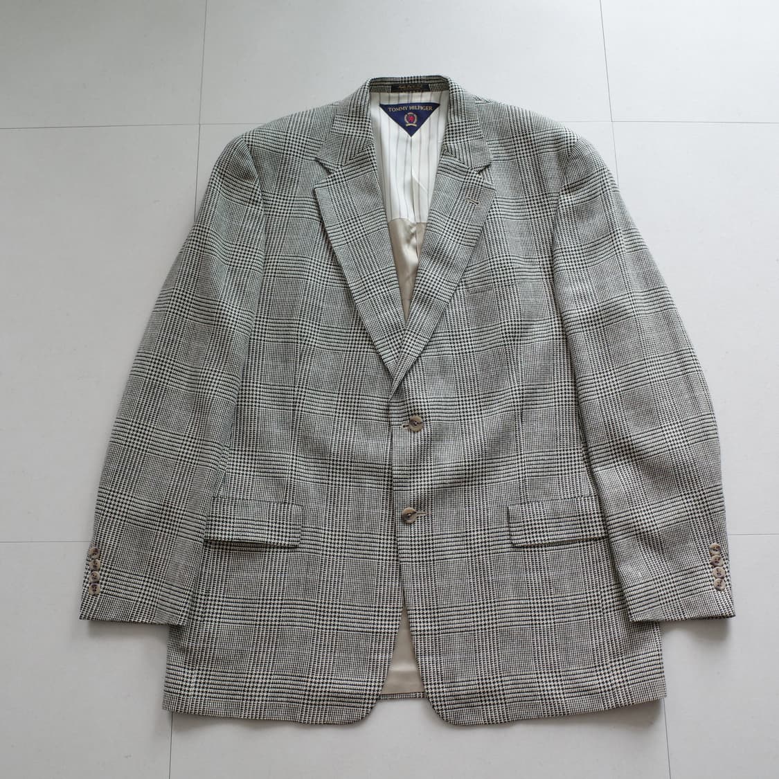 90s 타미힐피거 MADE IN USA 빈티지 체크 블레이저 44L 상품이미지1