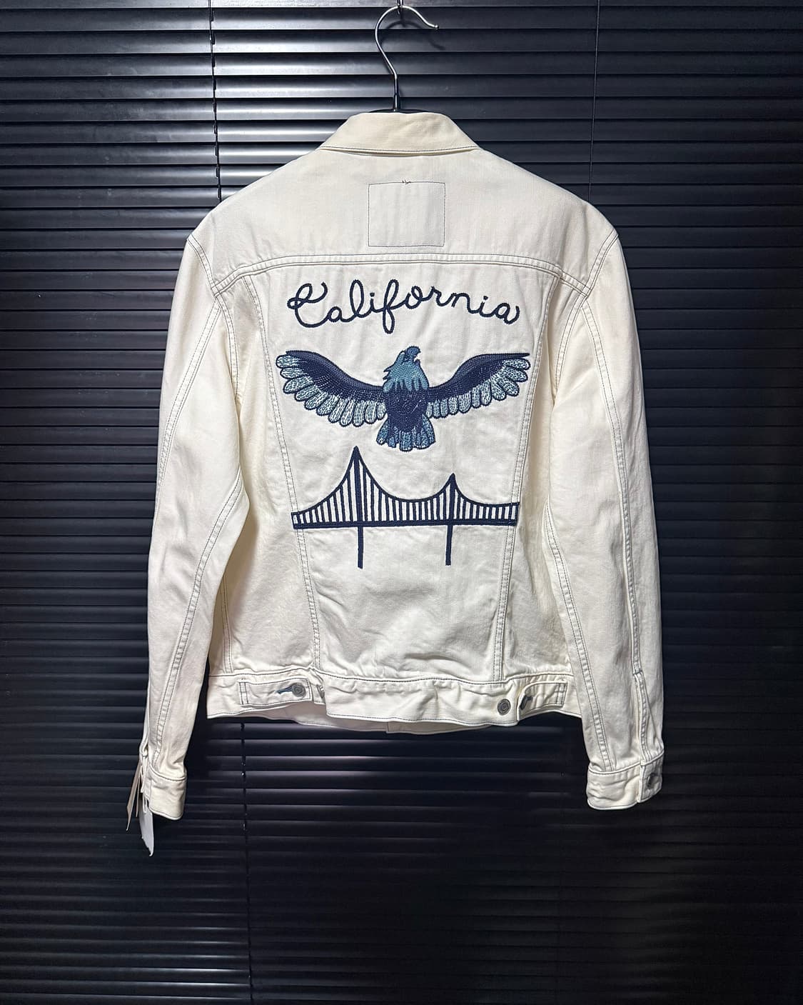 리바이스 화이트 흰색 데님 트러커 청 자켓 M 95 캘리포니아 독수리 상품이미지4