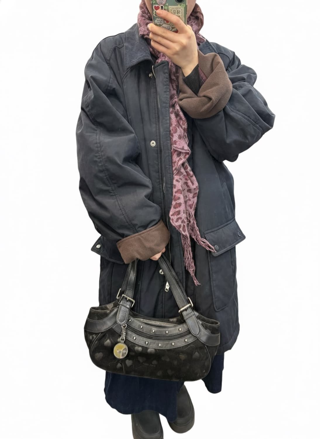 바나바나(BANA BANA) 하트 패턴 스터드 숄더백 상품이미지3