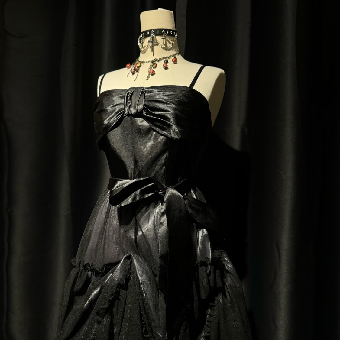 빅 리본 포인트 퍼프 원피스 상품이미지2