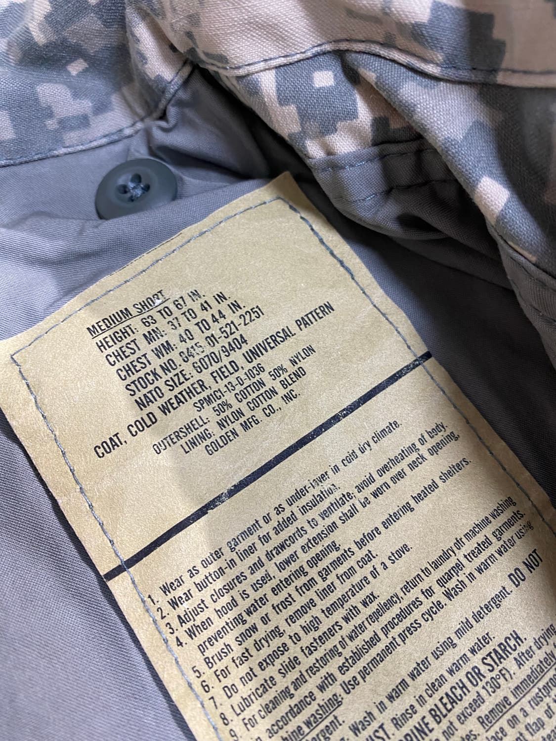 [US M] U.S.ARMY 미군 오리지널 ACU 필드자켓 상품이미지8