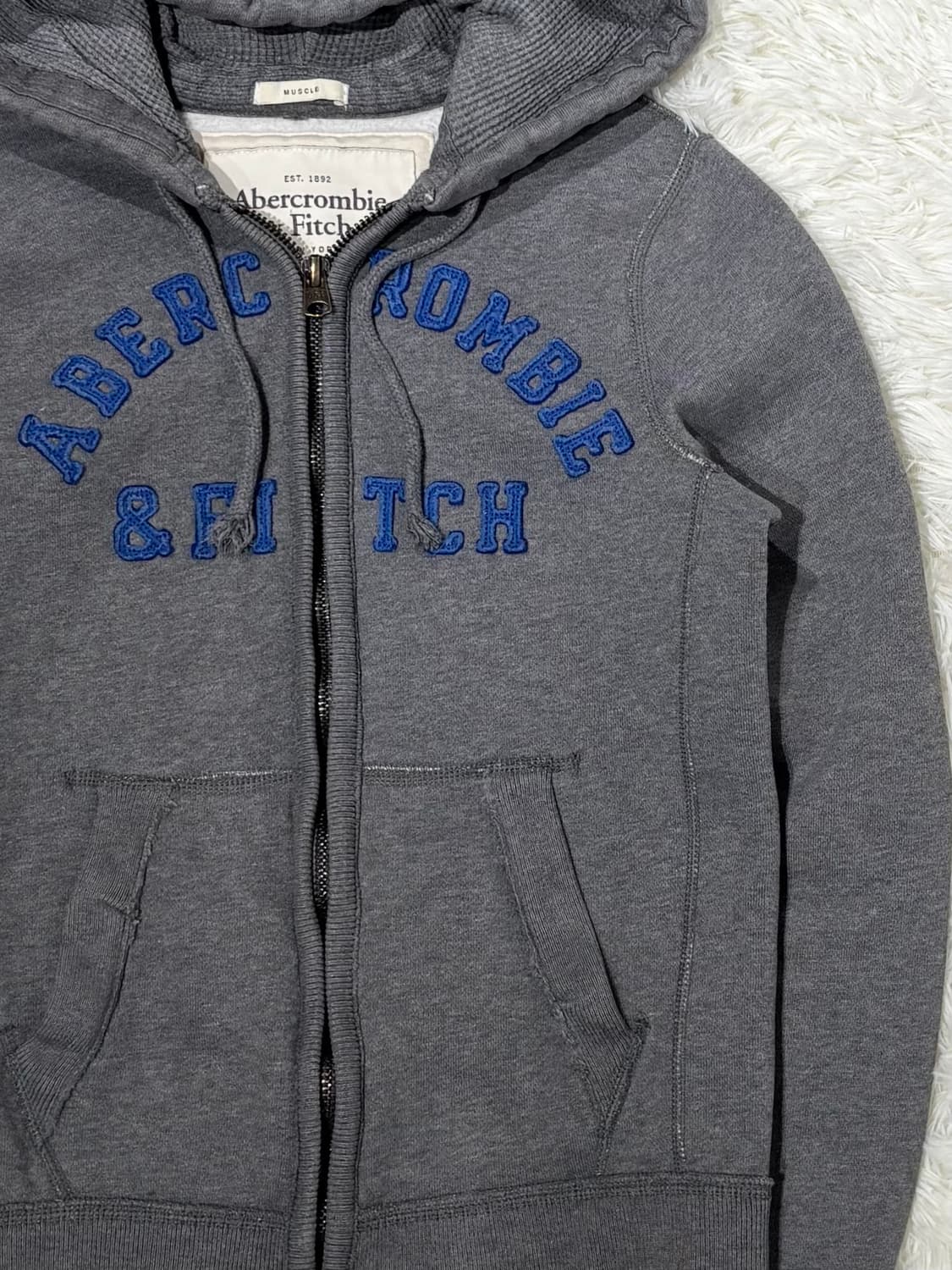 아베크롬비 그레이 빅로고 헤비스웻 후드집업 상품이미지6