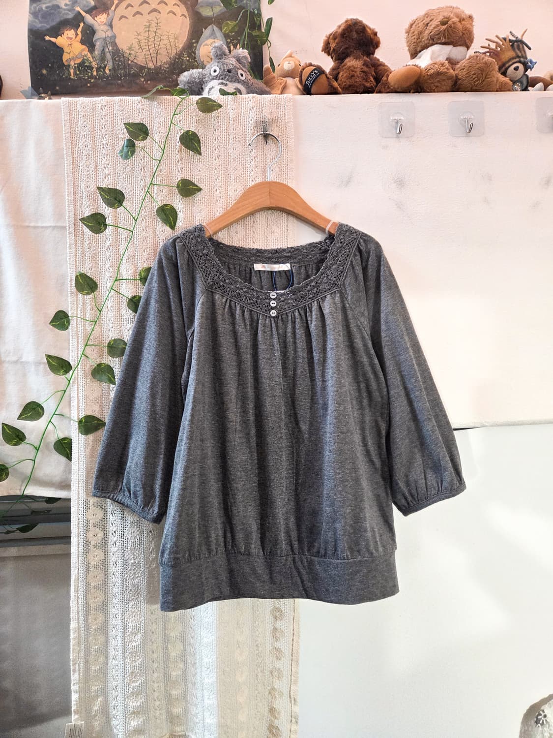 크로쉐 디테일 7부 슬리브 상품이미지1