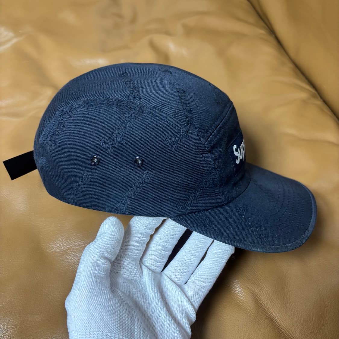슈프림 캠프캡 모자 박스로고 자카드 네이비 상품이미지3