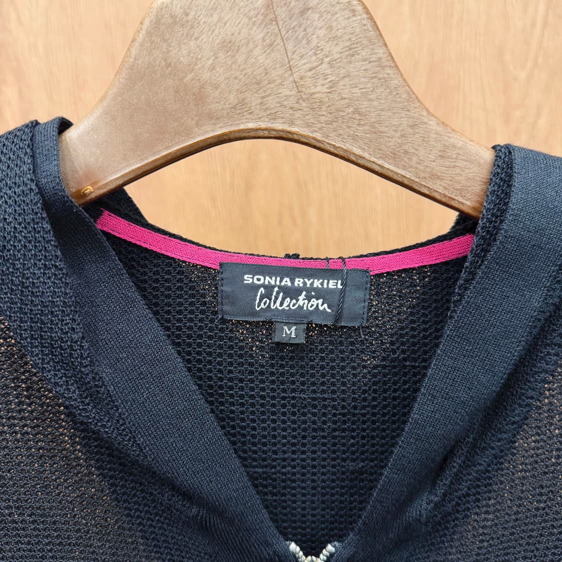 소니아 리키엘 롱 니트 집업 시스루 후드 디테일 루즈핏 블랙 상품이미지6