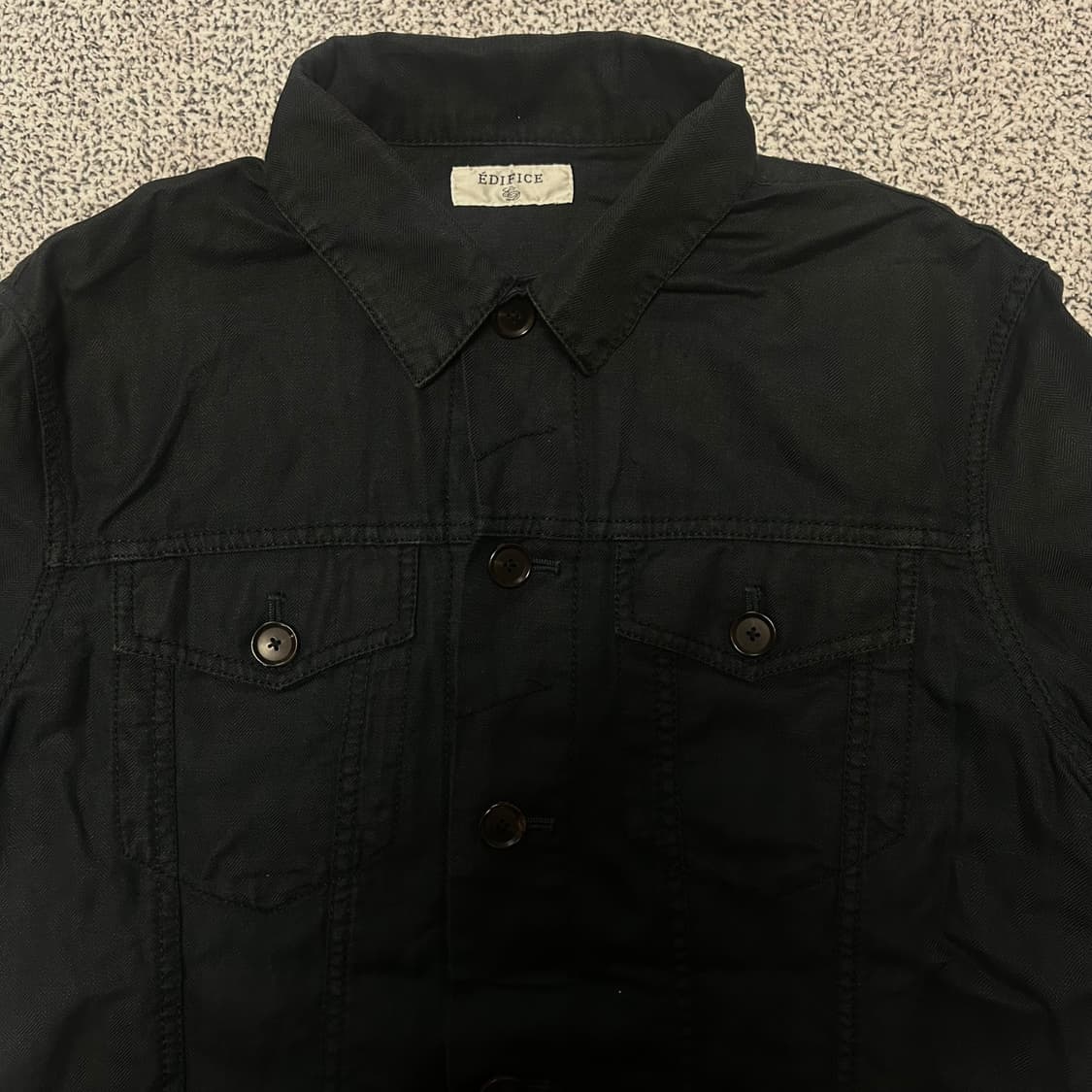 EDIFICE Black Trucker Shirt Jacket. 상품이미지3