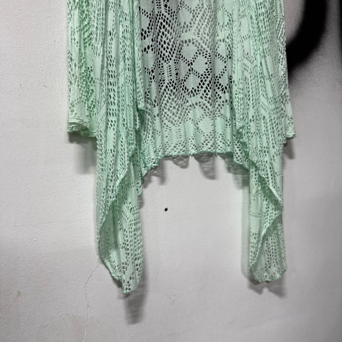 VTG 빈티지 페어리 대대장 민트 레이스 플레어 크로쉐 롱 가디건 상품이미지4
