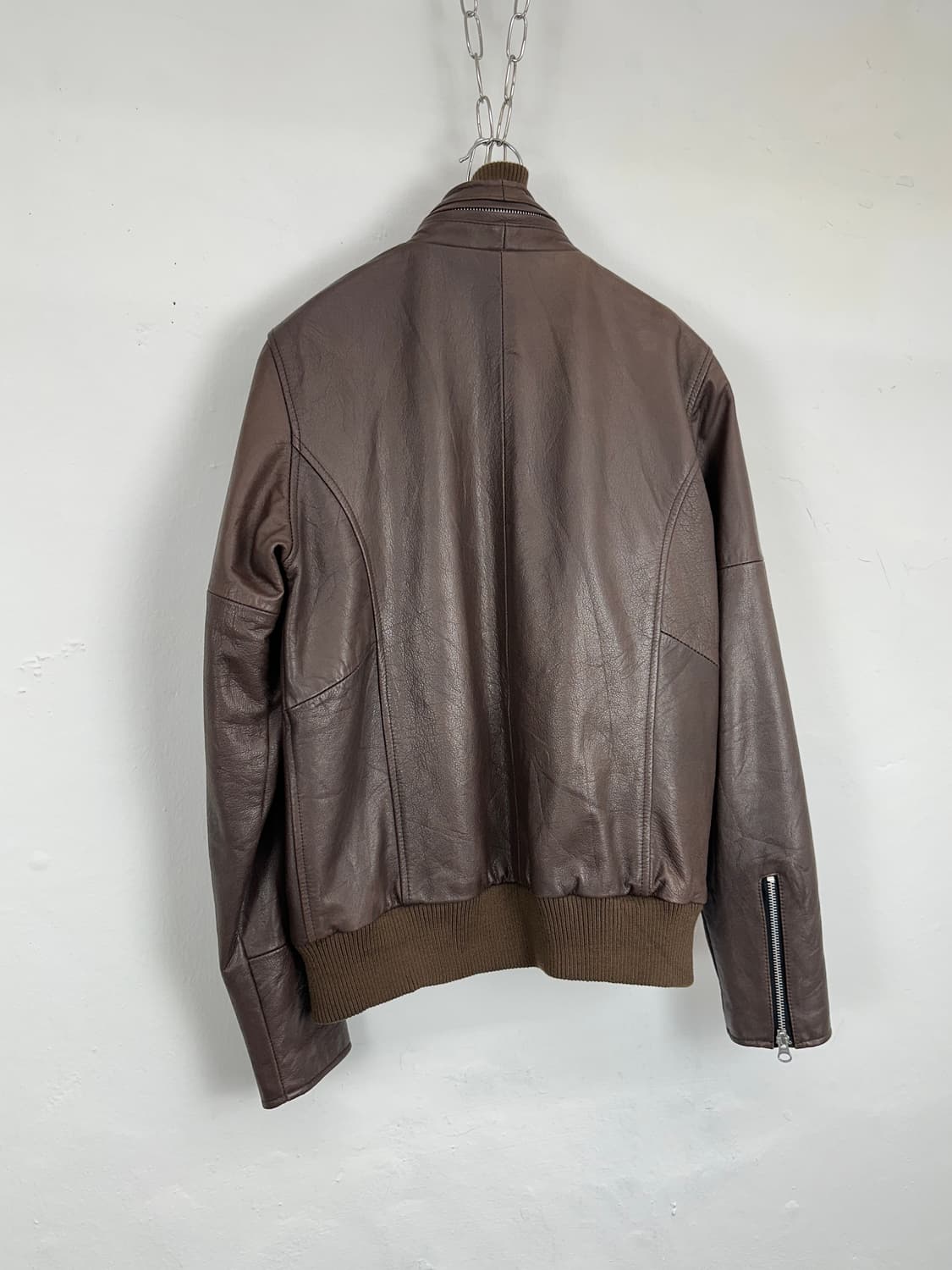 KMK Ribbed High-Neck Lambskin Zip Jacket 상품이미지8
