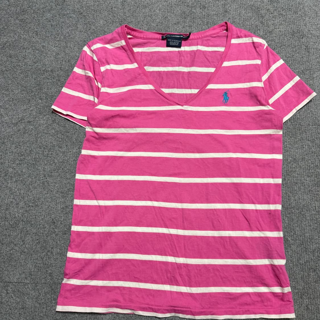 딱붙핏 랄프로렌 핑크 스트라이프 반팔 티셔츠 M 상품이미지2