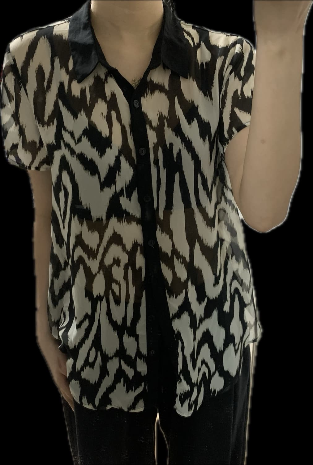 오리엔탈 그런지 무드 반팔 블라우스 상품이미지3