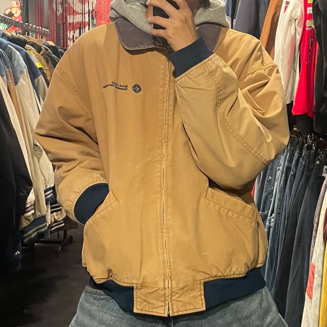 [IM] Vtg 베이지 카라 자수 워크자켓 상품이미지2