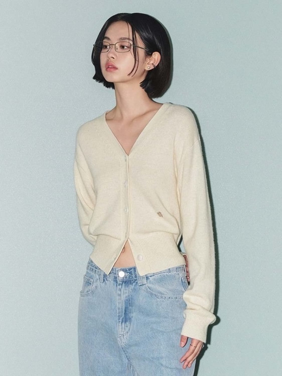 시티브리즈 울 브이넥 스카프 세트 가디건_CREAM 상품이미지2