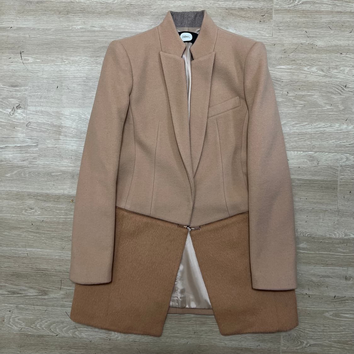 듀엘 여성 수리알파카 블렌드 배색코트 [베이지] 88-98-160 상품이미지1