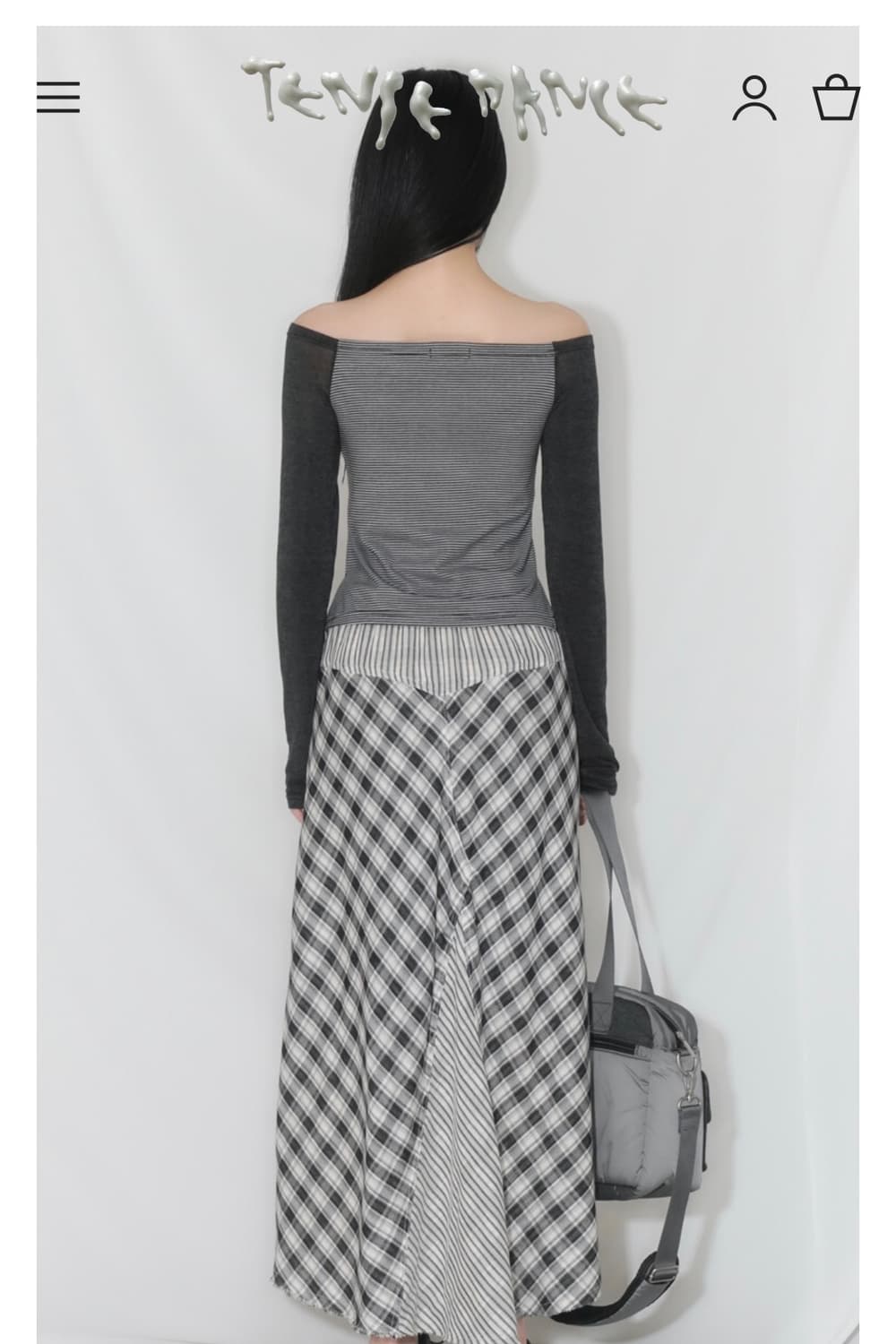 탠스댄스 Stripe off-shoulder_black  상품이미지5