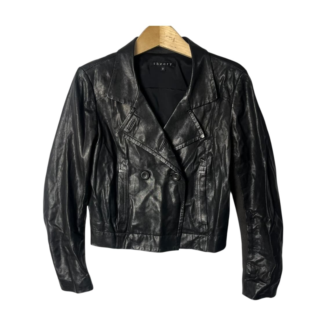[Theory] 띠어리 버튼업 크롭 램스킨 레더자켓 상품이미지1