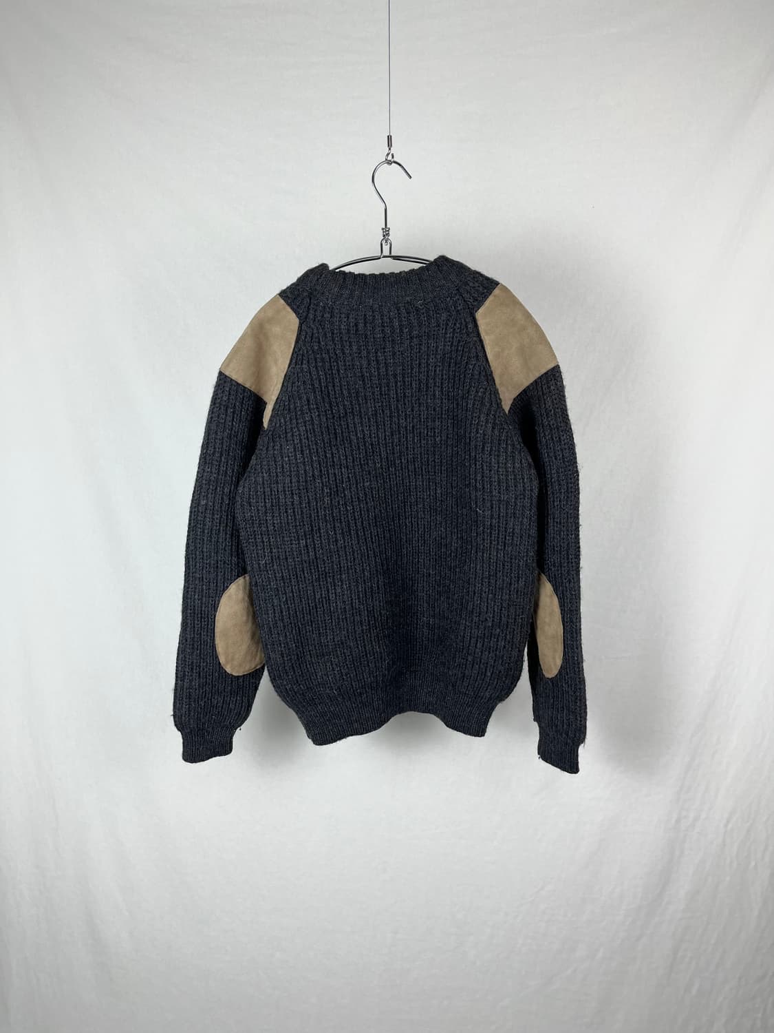 90s Vintage (maede in uk) 헤비 울 가죽패치 니트  상품이미지3