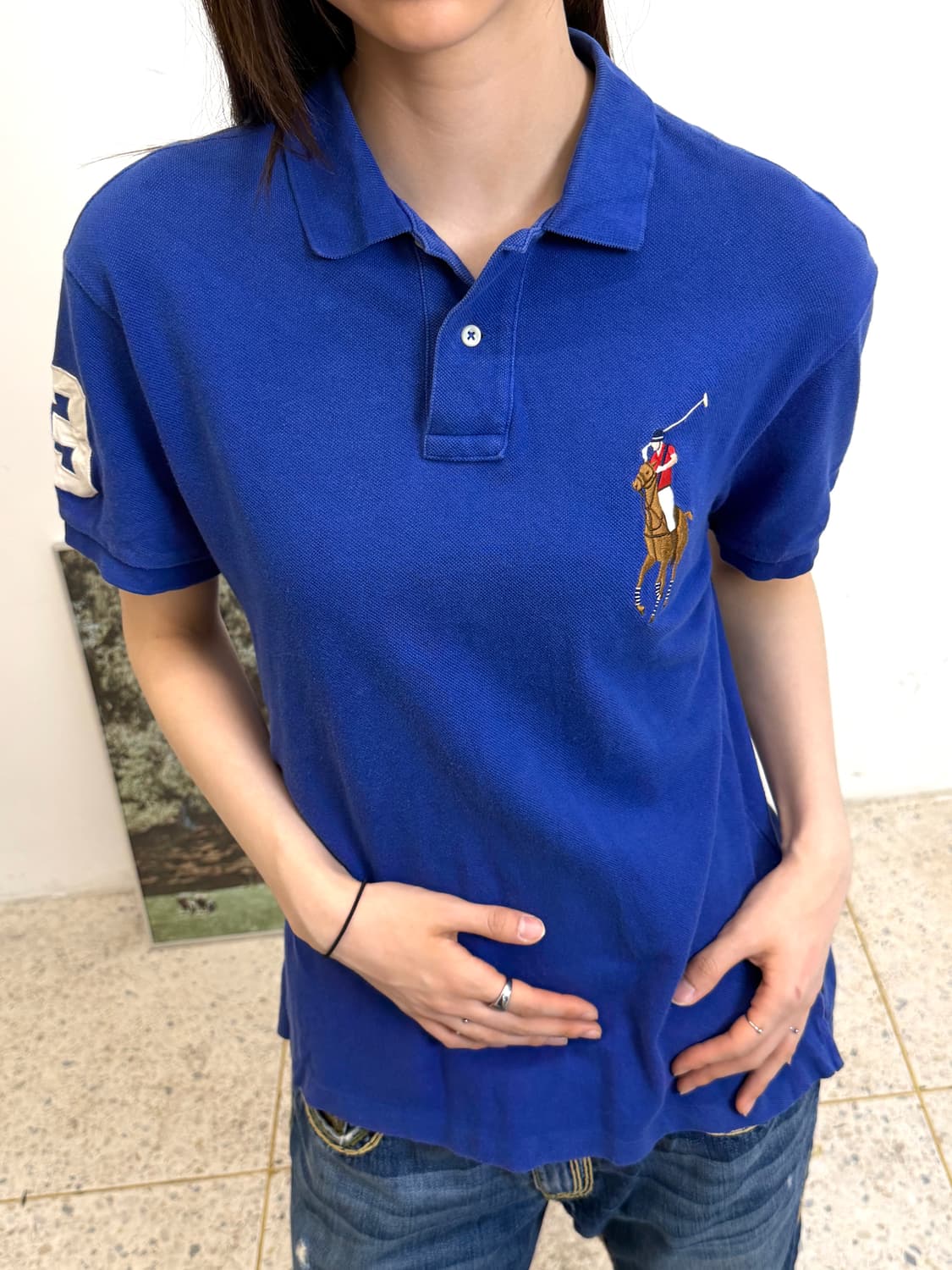폴로 컬러 빅포니 반팔 티셔츠 블루 상품이미지2
