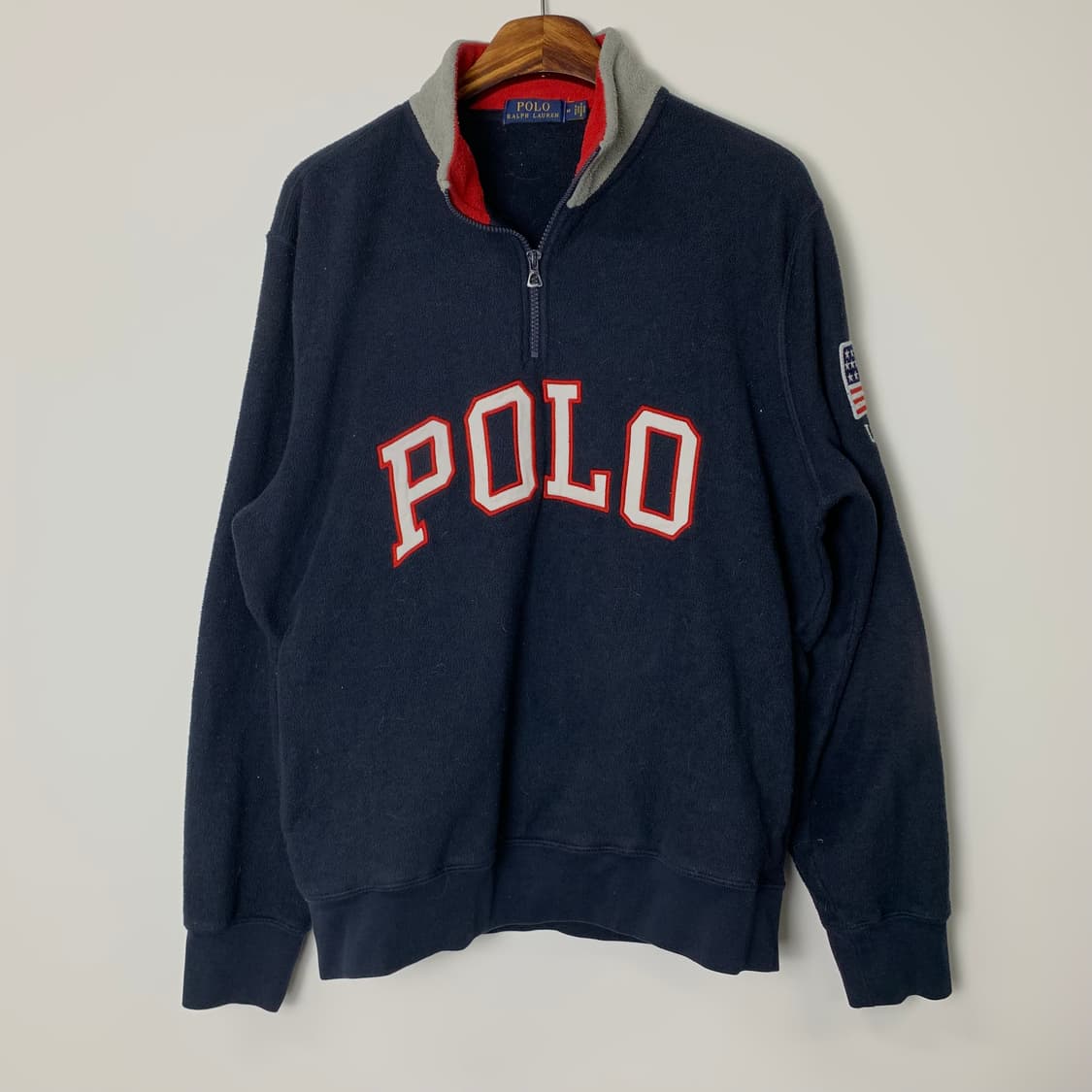 폴로 랄프로렌 성조기 빅로고 플리스 하프 집업 상품이미지2