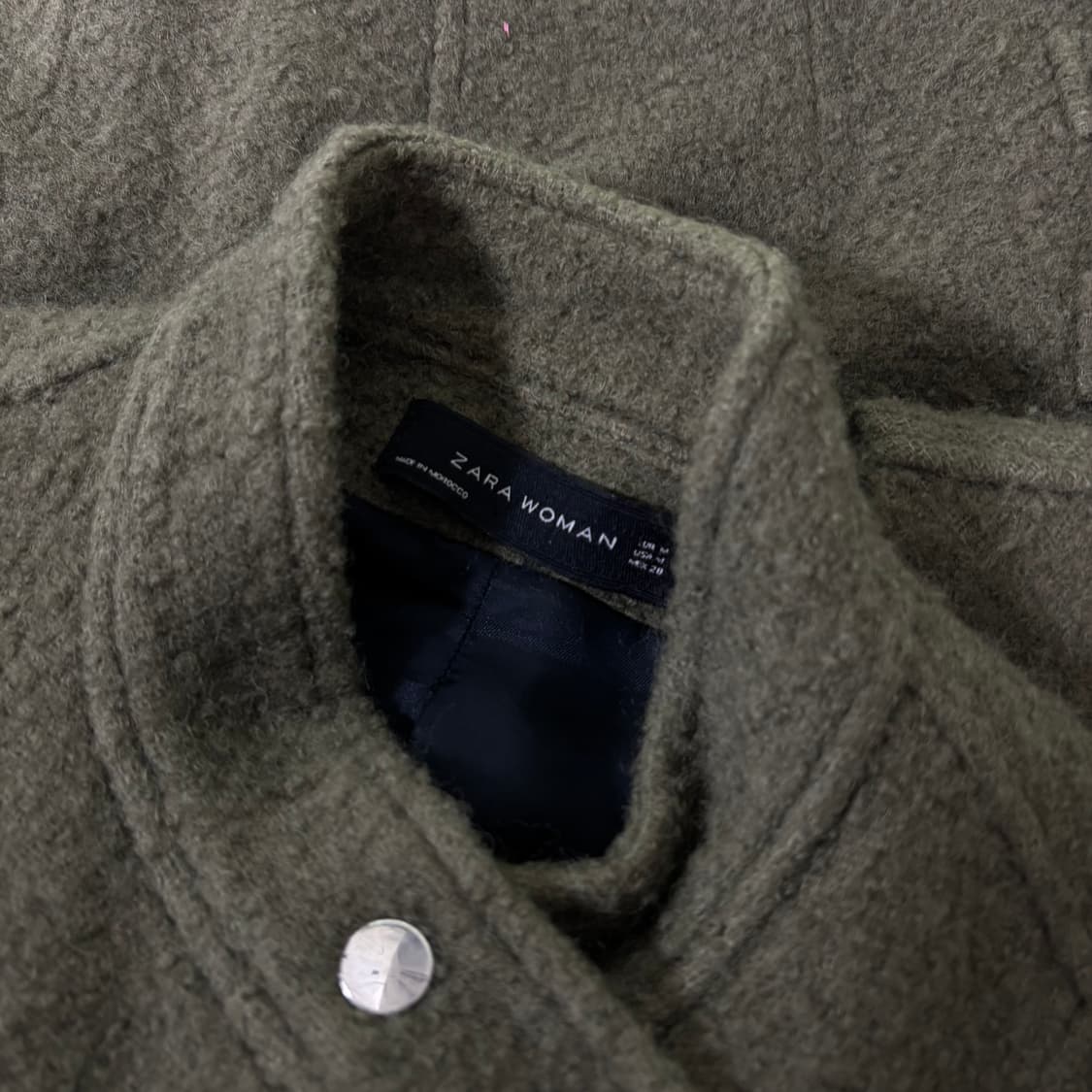 우먼M-L 자라 카키 울 부클 블루종자켓 상품이미지4