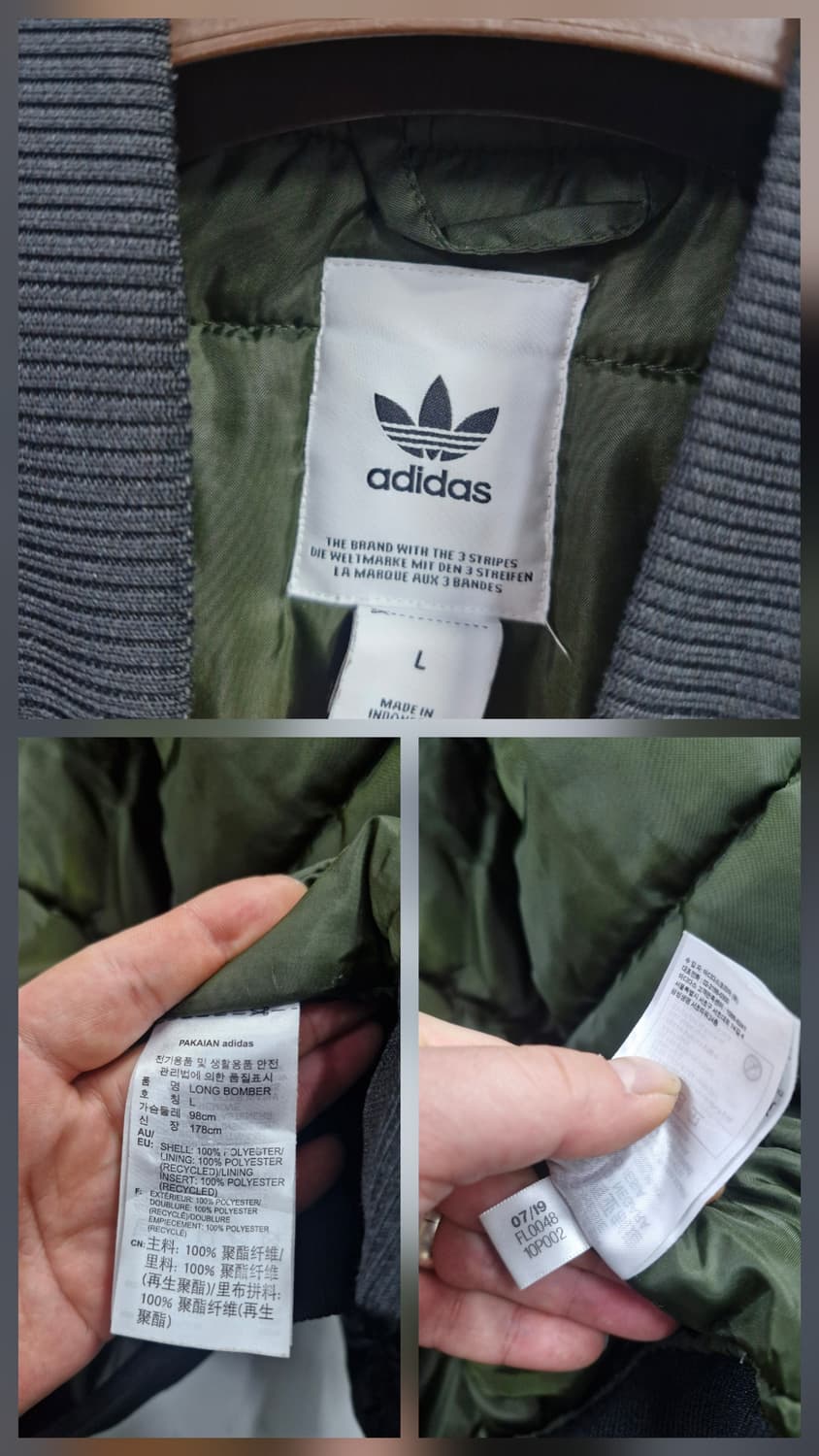 100L 아디다스 남녀공용 블랙 봄버 자켓. 상품이미지10