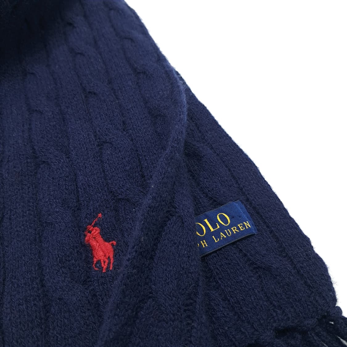 MX287 폴로 랄프로렌 다크그레이 울캐시미어 케이블 니트 목도리 머플러 상품이미지5