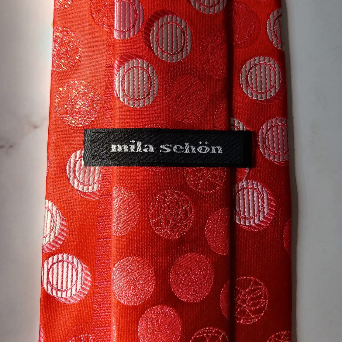 밀라숀 실크 레드 자카드 패턴 넥타이 9cm S~A+등급 E812
 상품이미지9