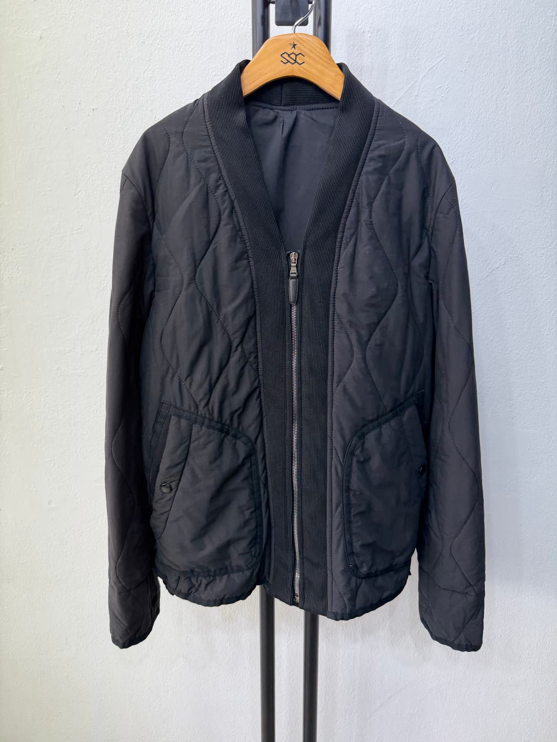 정품) 타임옴므 한섬 블랙 퀼팅 봄버 자켓 100 상품이미지1