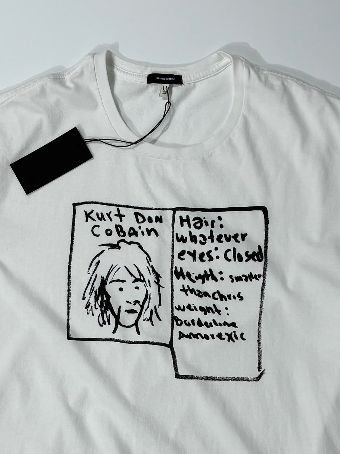 R13 알써틴 커트 코베인 두들 보이 티셔츠 화이트 L사이즈 상품이미지2